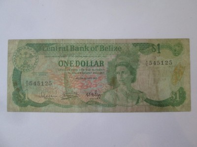Rara! Belize 1 Dollar 1983 foto