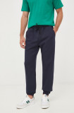 Sisley pantaloni de trening barbati, culoarea albastru marin, neted