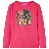 Tricou pentru copii cu m&acirc;neci lungi, roz aprins, 128, vidaXL