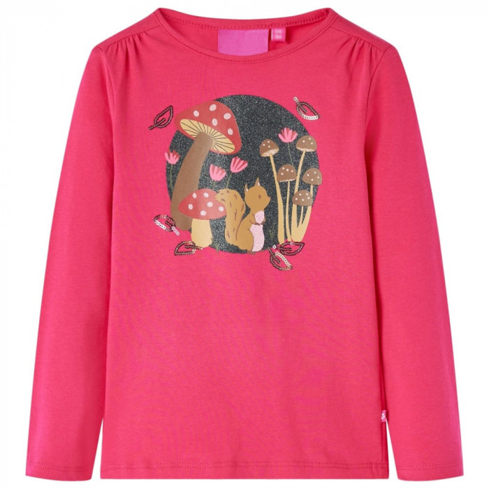 Tricou pentru copii cu m&acirc;neci lungi, roz aprins, 128