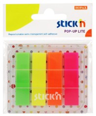 Film Index Autoadeziv 45 X 12mm, 4 X 20 File, Dispenser, Stick&amp;quot;n Pop-up Lite - 4 Culori Neon foto
