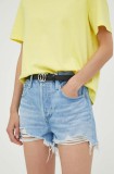 Levi&#039;s pantaloni scurți din denim 501 femei, uni, high waist 56327.0086-LightIndig