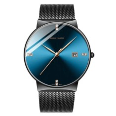 Ceas barbatesc de mana Hannah Martin Mecanism Quartz Japonez Clasic Business Negru Albastru foto