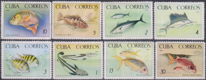 Timbre cu pești din Cuba