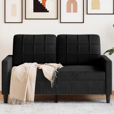 vidaXL Canapea cu 2 locuri, negru, 120 cm, catifea 4007619 foto