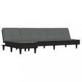 Canapea extensibila in forma de L gri 255x140x70 cm textil