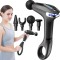 Aparat Masaj Profesional Tip Pistol, 8 Viteze, 4 Capete, Maner Prelungitor, 3200 rpm, Ecran LCD, USB-C, Tonifiere Musculara, Negru