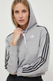 Cumpara ieftin Adidas hanorac de bumbac femei, culoarea gri, cu glugă, cu imprimeu IN9931