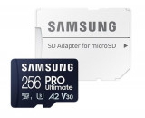 Card de memorie Samsung PRO Ultimate MB-MY256SA/WW, 256GB, Class 10, UHS-I U3, V30, A2 + Adaptor SD