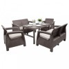 Set de mobilier de grădină Corfu Large Lyon 6+1 &icirc;n culoarea cappuccino, Curver