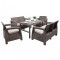 Set de mobilier de grădină Corfu Large Lyon 6+1 &icirc;n culoarea cappuccino