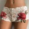 GS605-2 Boxeri sexy din dantela florala si trandafir din broderie in relief