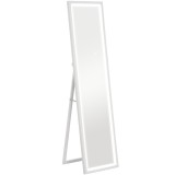 HOMCOM Oglindă Iluminată cu Lumini LED Reglabile și Buton Tactil, din Sticlă și MDF, 40x5x160 cm, Alb | Aosom Romania