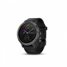 Ceas smartwatch garmin vivoactive 3 gps slate curea silicon neagra foto