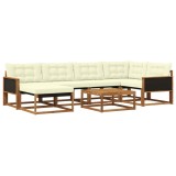 vidaXL Set de canapele de exterior cu pernă 7 pcs Natural și Crem 3381542