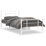 Cumpara ieftin Cadru de pat metalic cu tablie de cap/picioare, alb, 107x203 cm