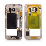 Carcasa Mijloc cu geam camera / blitz , Samsung G925 Galaxy S6 Edge Gold Orig Swap A