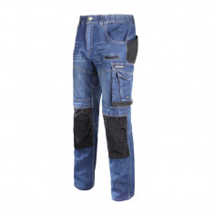 Pantaloni lucru tip blugi, slim-fit, elastici, 12 buzunare, cusaturi duble, marime 3XL