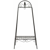 Suport flori metalic pentru ghivece, negru, 49x40x99 cm, decorativ