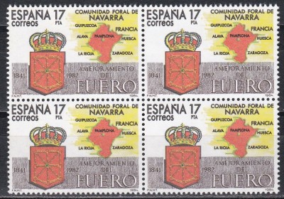 Spania 1984 - Statutul de autonomie al Navarrei, Bloc de 4, MNH foto
