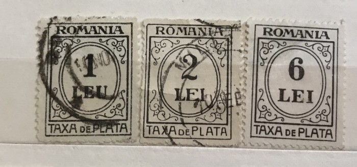 Timbre Roamnia Txa de Plata 1 , 2 , 6 lei