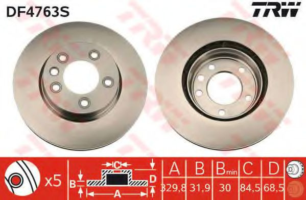 Disc frana PORSCHE CAYENNE (9PA, 955) (2002 - 2010) TRW DF4763S