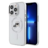 Husa pentru iPhone 14 Pro Max - Karl Lagerfeld IML MagSafe (KLHMP14XHLSKCH) - White Metal Karl&amp;Choupette Head