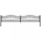 Poarta de gard cu varf tip sulita, neagra, 406x75 cm, otel vopsit in camp electrostatic