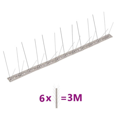 vidaXL Set bandă cu țepi antipăsări cu 4 r&amp;acirc;nduri, 6 buc., oțel, 3 m foto