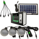 Panou solar 3 Becuri Radio USB MP3 Bluetooth Lanterna LED incarcare telefon, Fotovoltaic