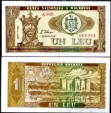!!! RARR : MOLDOVA - 1 LEU 1992 - P 5 - UNC