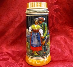 HALBA CERAMICA GERMANIA DECOR PEISAJ MONTAN CU VANATOR 22 CM foto