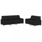 Cumpara ieftin Set de canapele cu perne, 2 piese, negru, textil