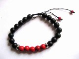 Bratara reglabila, bratara onix si howlite rosu pietre semipretioase 30175