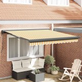vidaXL Cortina Retractabilă Manual Galben și alb 300 x 250 cm