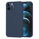 Husa premium din silicon pentru iphone 12 pro max - softflex, microfibra, navy blue