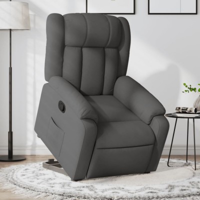 vidaXL Fotoliu rabatabil cu ridicare pe verticală, gri &amp;icirc;nchis, textil 3205317 foto