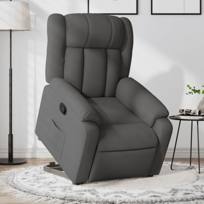 vidaXL Fotoliu rabatabil cu ridicare pe verticală, gri &icirc;nchis, textil 3205317