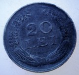 Moneda Romania 20 Lei 1942 Mihai I, Zinc, KM#62, WWII, Oxidată