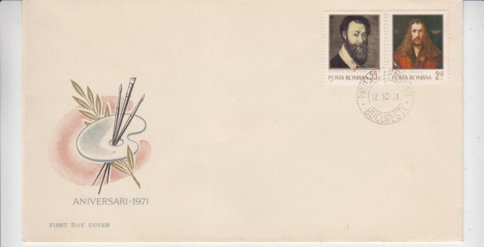 C12 - FDC Romania - Aniversari I - Pictori - LP776 - 1971