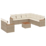 Cumpara ieftin Set canapele de gradina cu perne, 10 piese, bej, poliratan