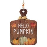 Decoratiune Suspendabilă de Toamnă din Lemn cu Dovleci \"Hello Pumpkin\", CMCLASS