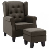 Fotoliu cu taburet pentru picioare, gri taupe, material textil
