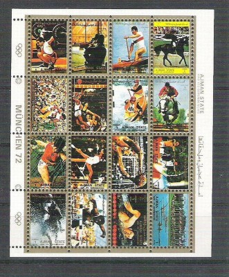 Ajman - Sport, Olympics, perf. mini block, used AB.058 foto