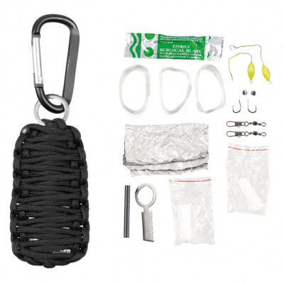 Set Kit Supravietuire Cordelina &amp;quot;Parachute Cord&amp;quot; Paracord MFH 27118A foto