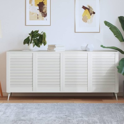 vidaXL Uși dulap design lambriu 4 buc. alb 69x49,4 cm, lemn masiv pin foto