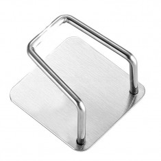 Organizator compact de bucătărie eMazing: cu adeziv, carlig-suport pentru burete, accesorii bucătărie, dimensiuni 5x5x3,5 cm, oțel Inoxidabil, gri