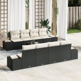 vidaXL Set canapea 7 piese cu perne Negru Poliratan