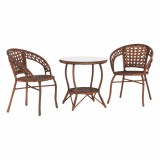 Cumpara ieftin Set mobilier de gradina rattan maro 3 piese Jarub 60x60x52 cm, 58x59x74 cm