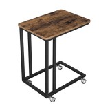 Masa de cafea, Vasagle, pe roti, pal si metal, maro rustic, 50x35x61 cm GartenVIP DiyLine